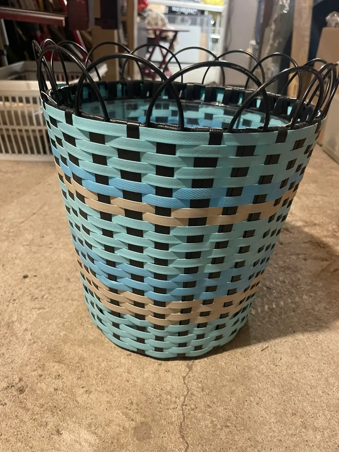Woven Basket - Blue and Black thumbnail