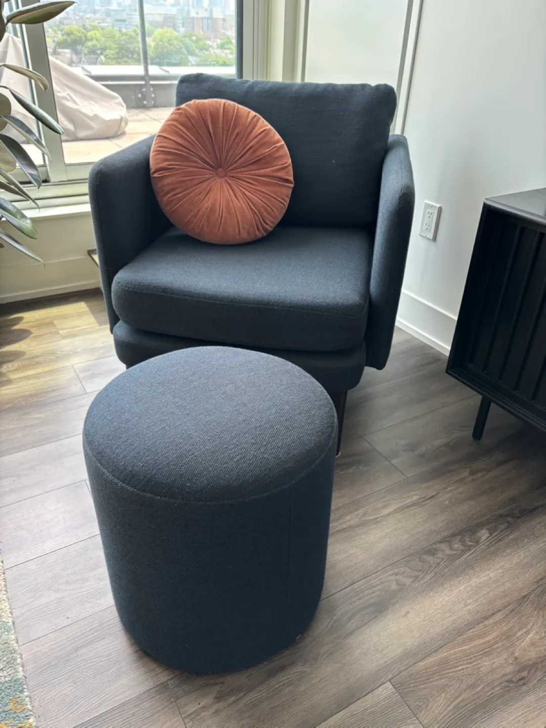 Blue Armchair and Ottoman Set from West Elm thumbnail