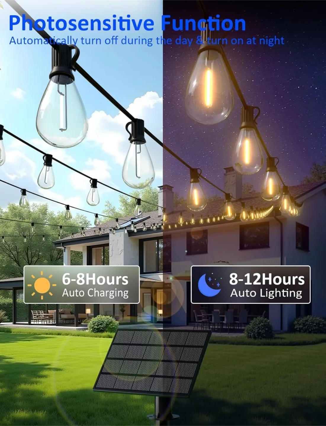 50FT Solar String Lights Outdoor Waterproof image indicator(5)