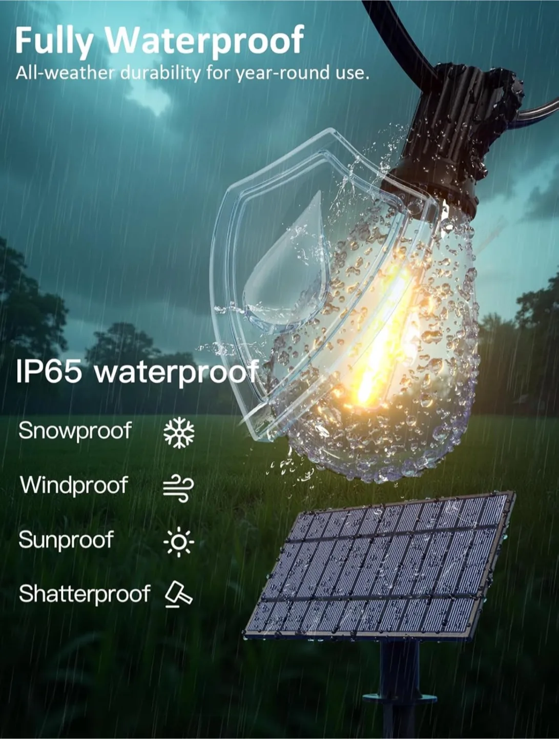 50FT Solar String Lights Outdoor Waterproof image indicator(4)
