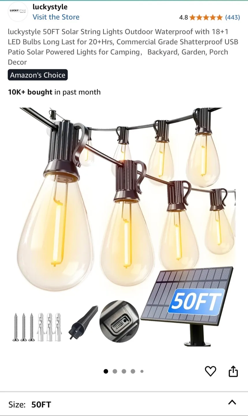 50FT Solar String Lights Outdoor Waterproof thumbnail