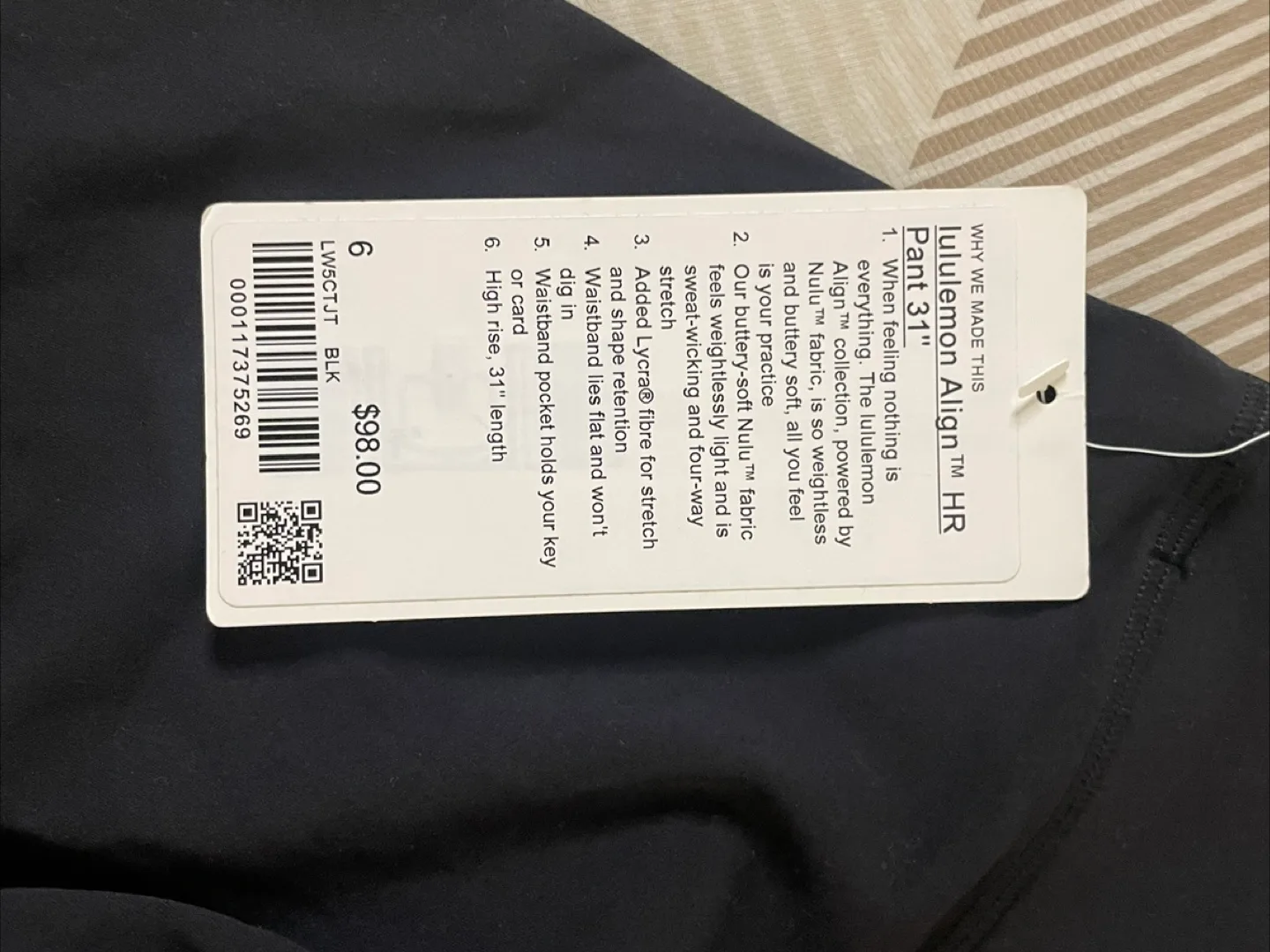 Legging Lululemon Align HR 31" Noir, Taille 6 image indicator(2)