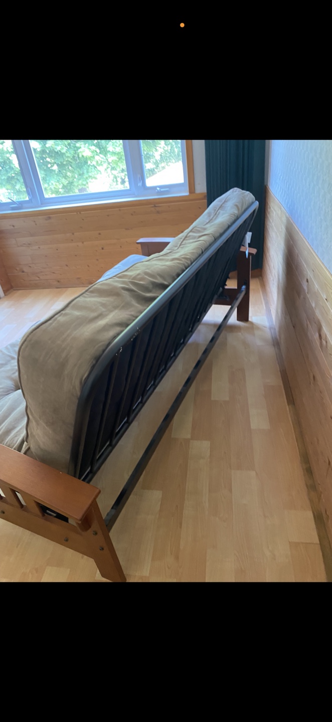 Futon Frame with Beige Mattress
