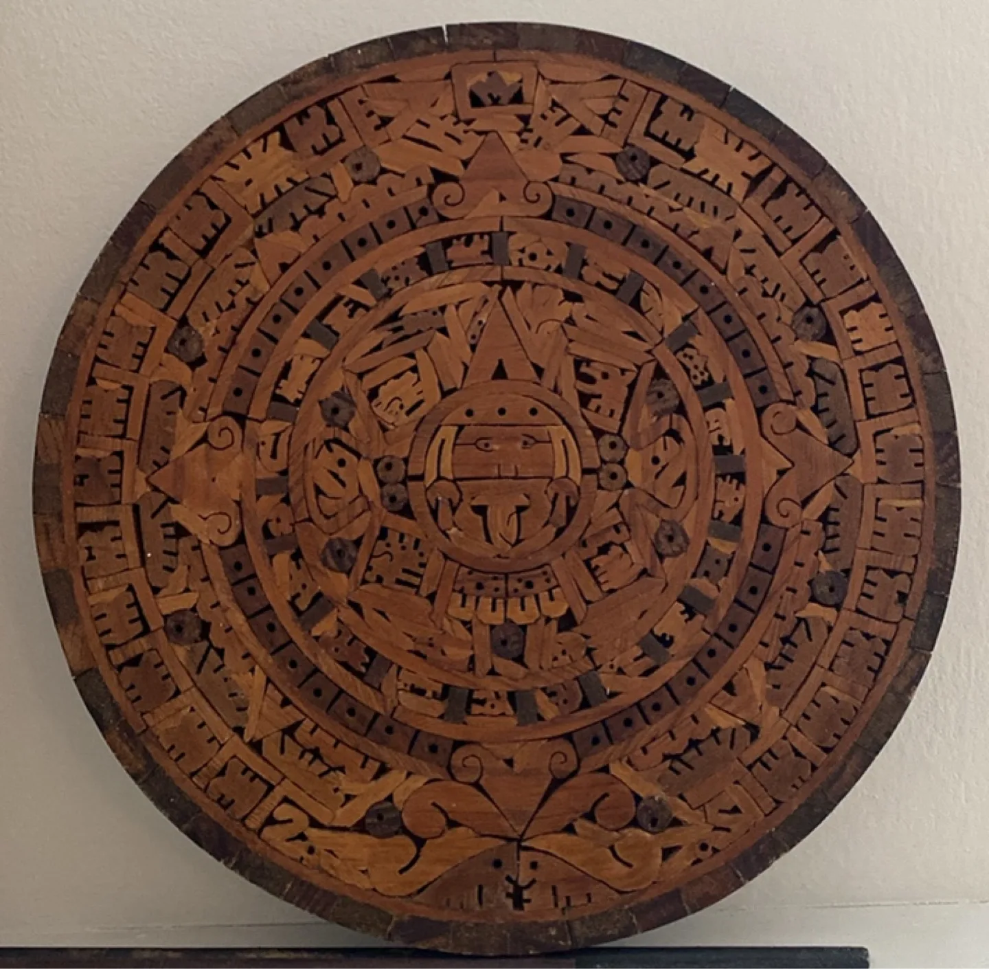 Aztec Mayan Calendar Wood Carving thumbnail