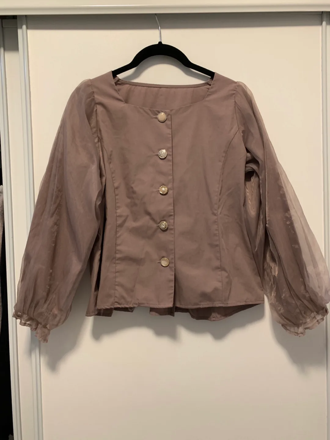 Japanese Brown Button-Up Blouse size M thumbnail