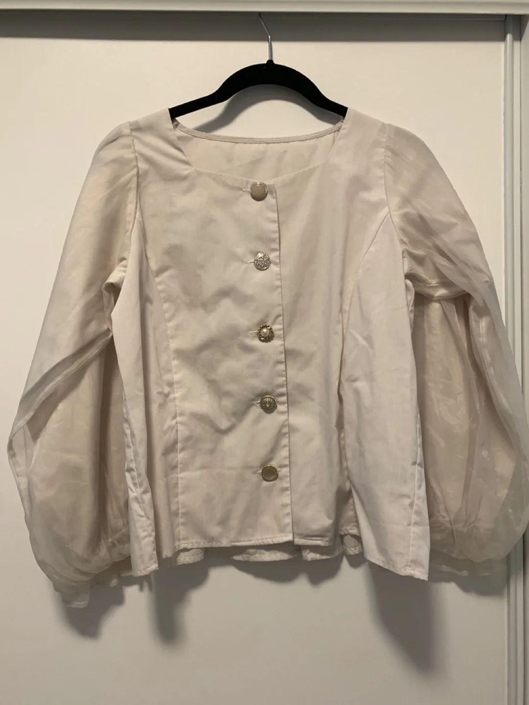 Beige Blouse with Puff Sleeves size M thumbnail
