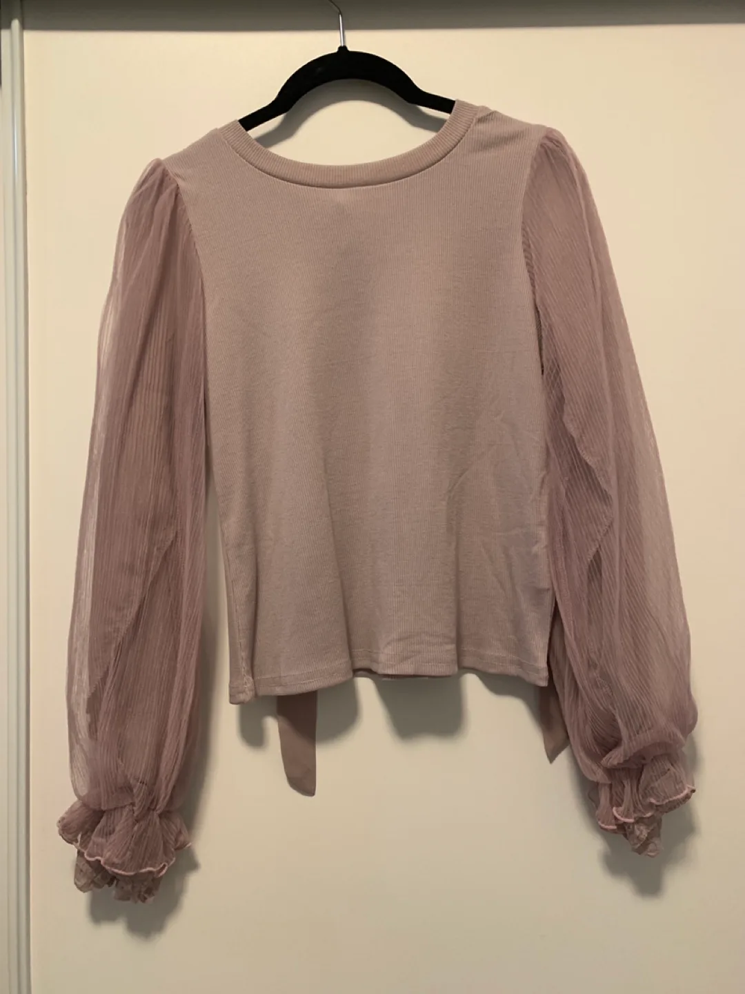 Japanese Ribbed Top with Chiffon Sleeves - Size Small thumbnail