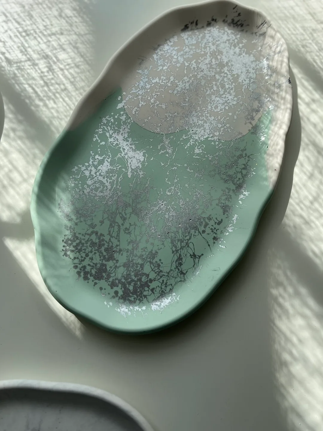 Decorative Green & Silver Serving Tray thumbnail