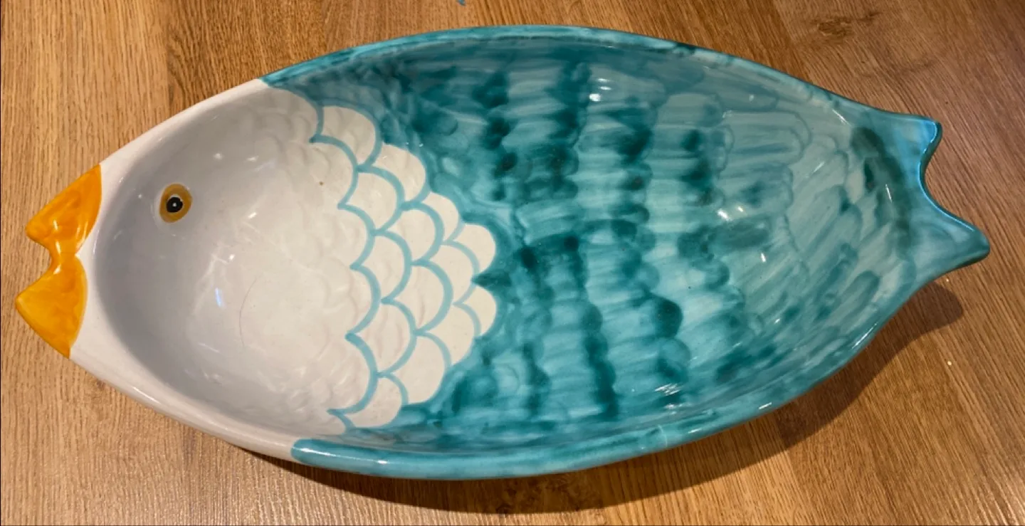 Fish Shaped Serving Dish - Blue and White thumbnail