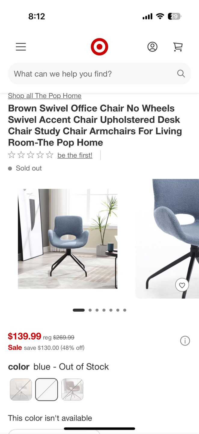 Swivel Accent Chair - Blue - photo 3