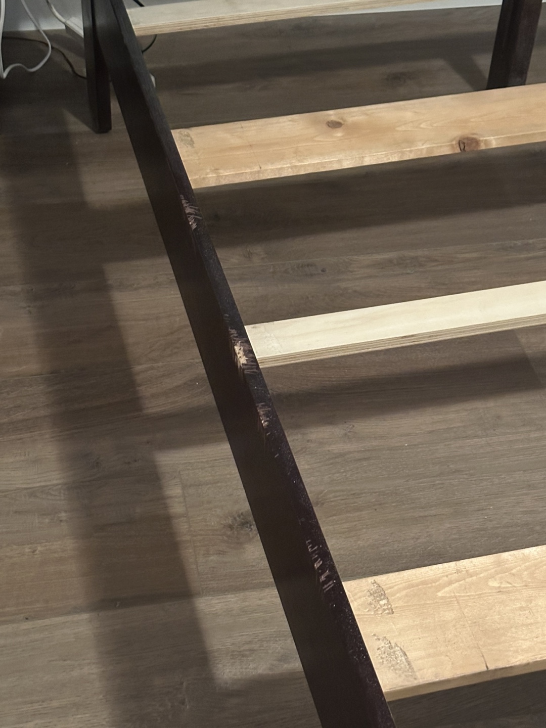 Queen Size Sleigh Bed Frame - Dark Wood