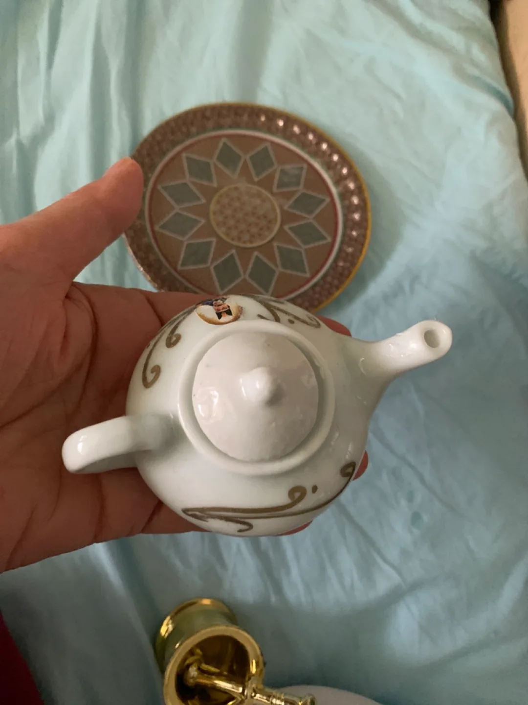 Miniature Teapot and Mortar and Pestle Set with Decorative Tray image indicator(3)