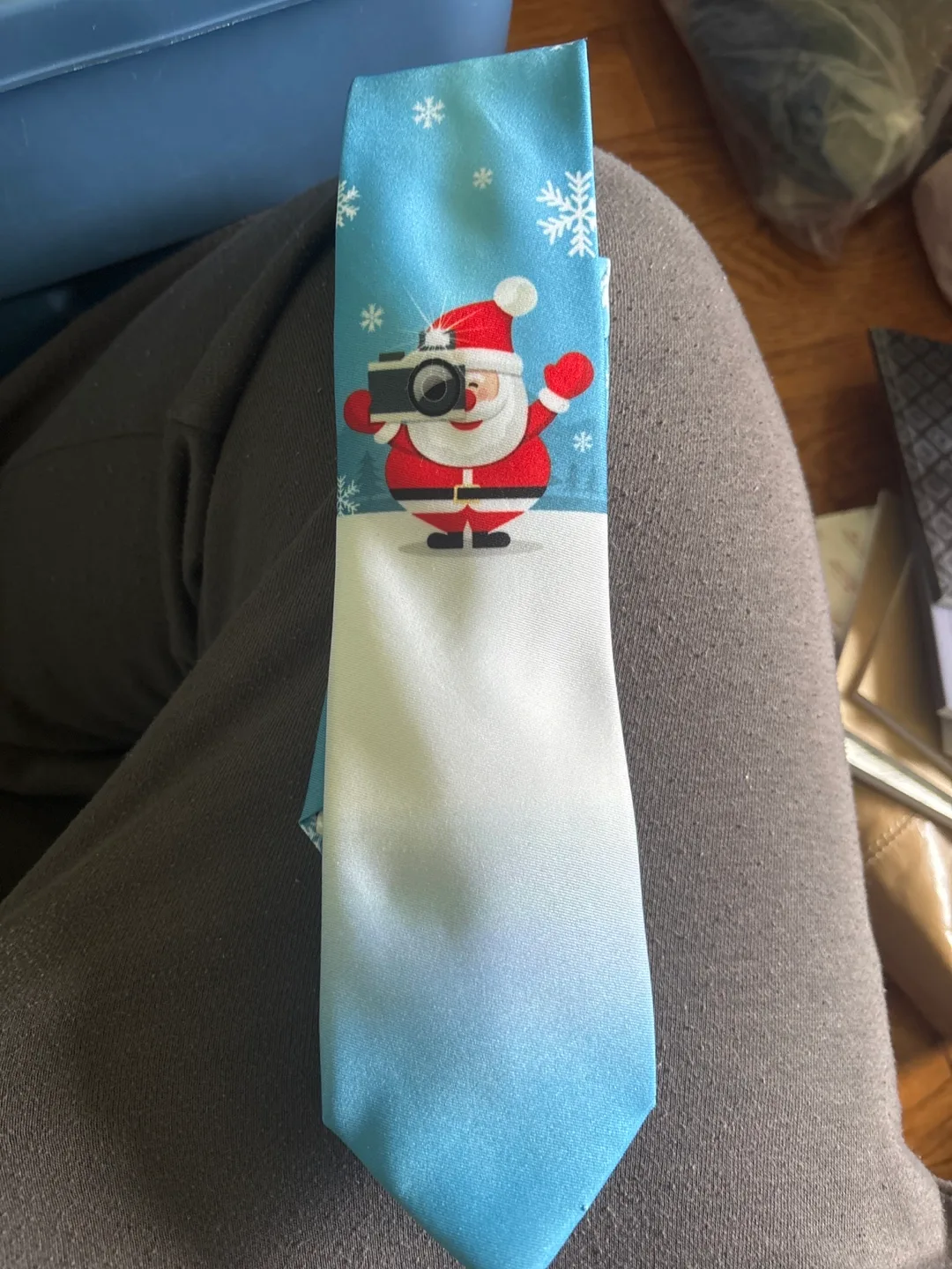 Santa Claus Camera Necktie - Blue thumbnail