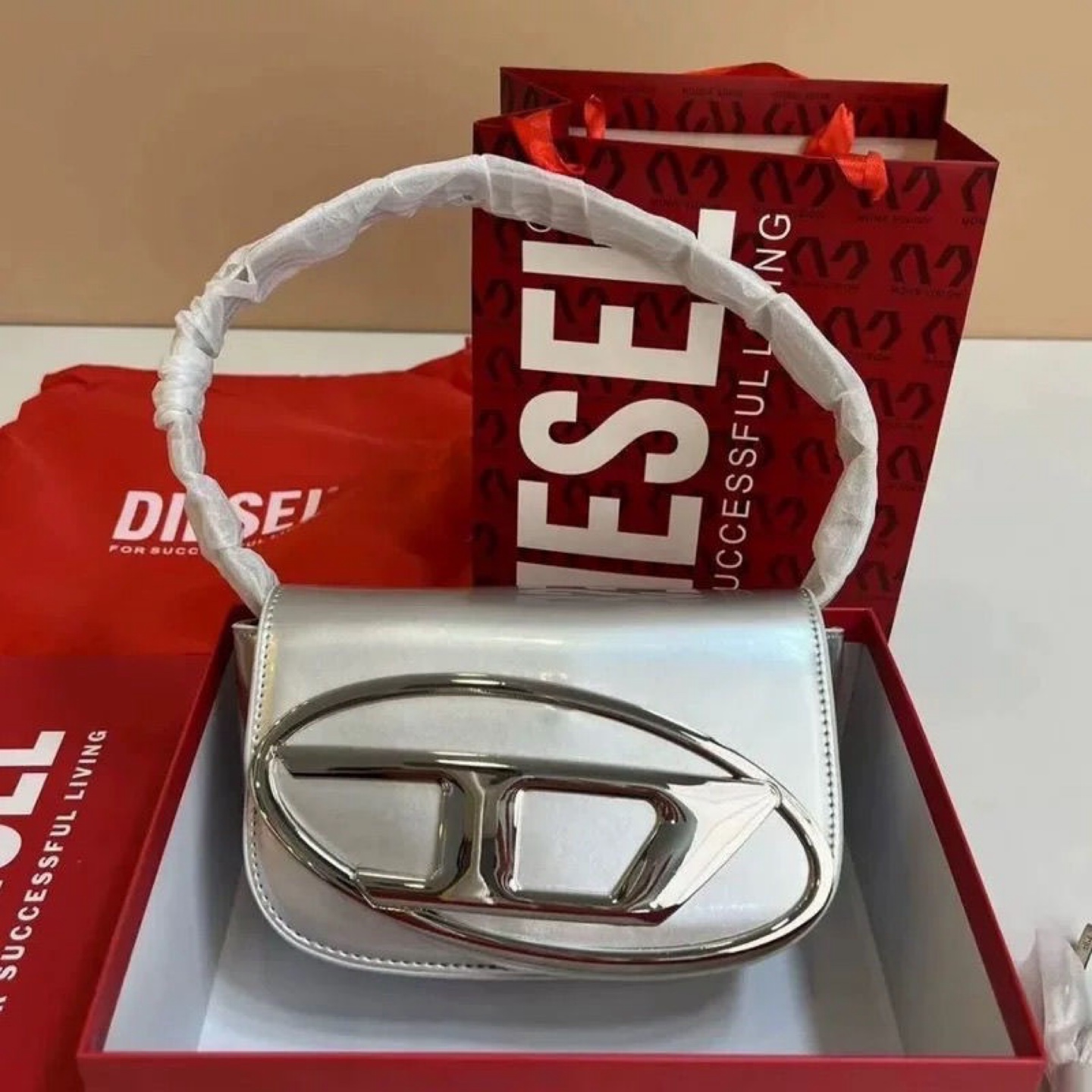 Diesel 1DR Shoulder Bag - Silver