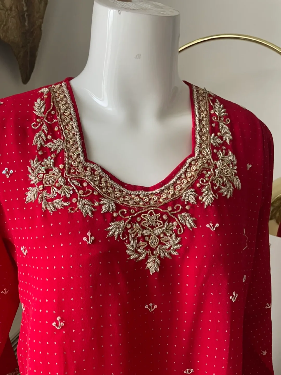 Red Embellished Long Sleeve Top thumbnail