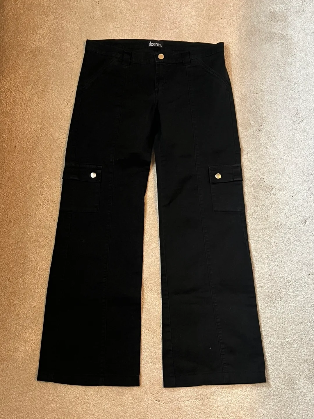 dzarm. Black Wide Leg Cargo Pants thumbnail
