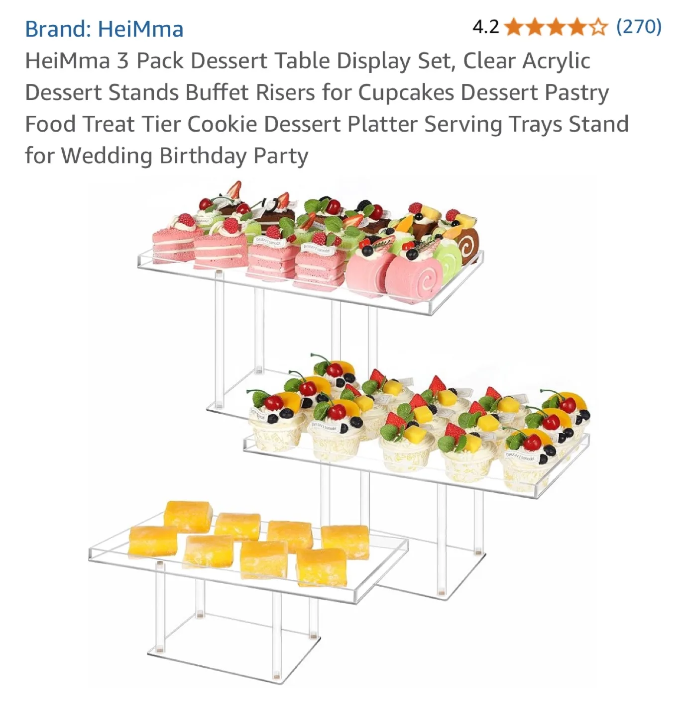 HeiMma 3-Pack Acrylic Dessert Table Display Set thumbnail
