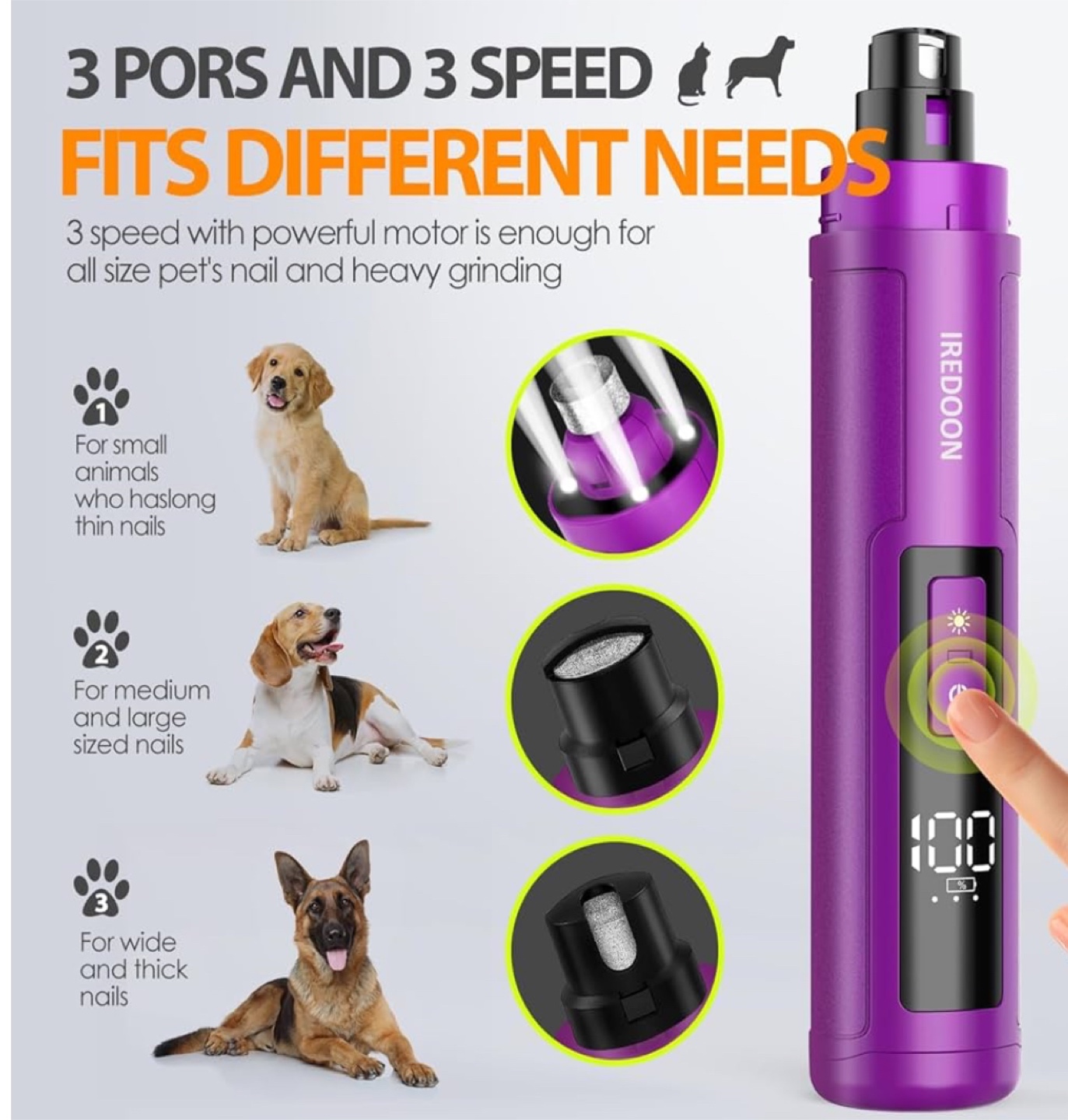 Iredoon Upgraded Pet Nail Grinder MC-05/A - photo 4