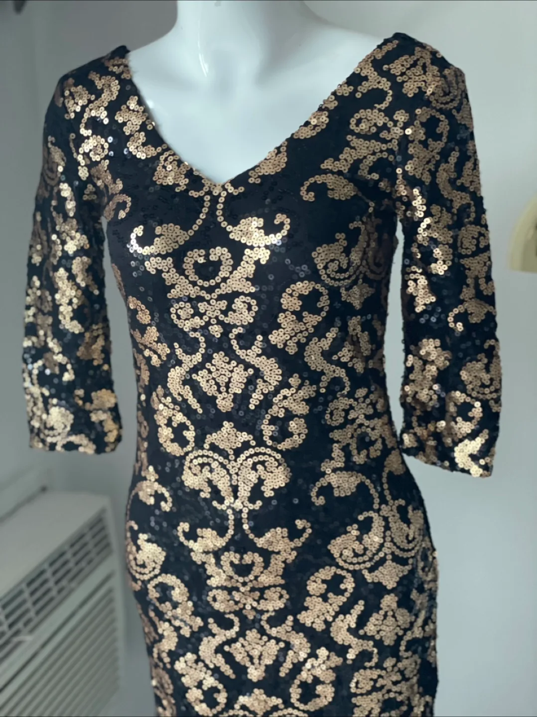 Black and Gold Sequin Dress thumbnail