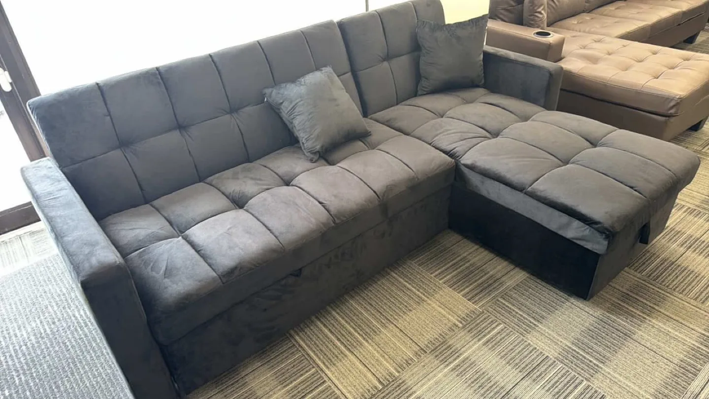 Grey Sectional Sofa with Pull-Out Bed image indicator(2)