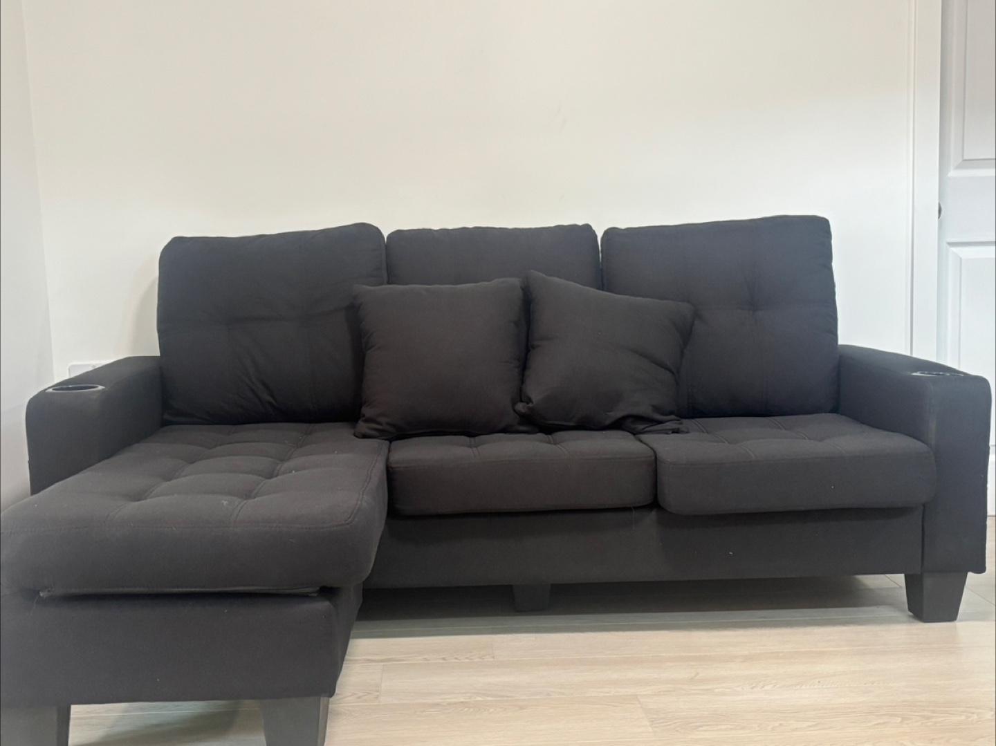 Black Sectional Sofa with Chaise - photo 5