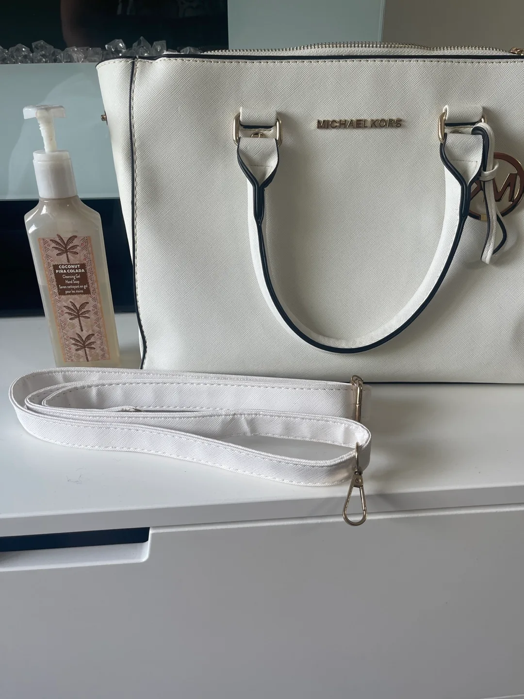 Michael Kors White Satchel purse image indicator(5)