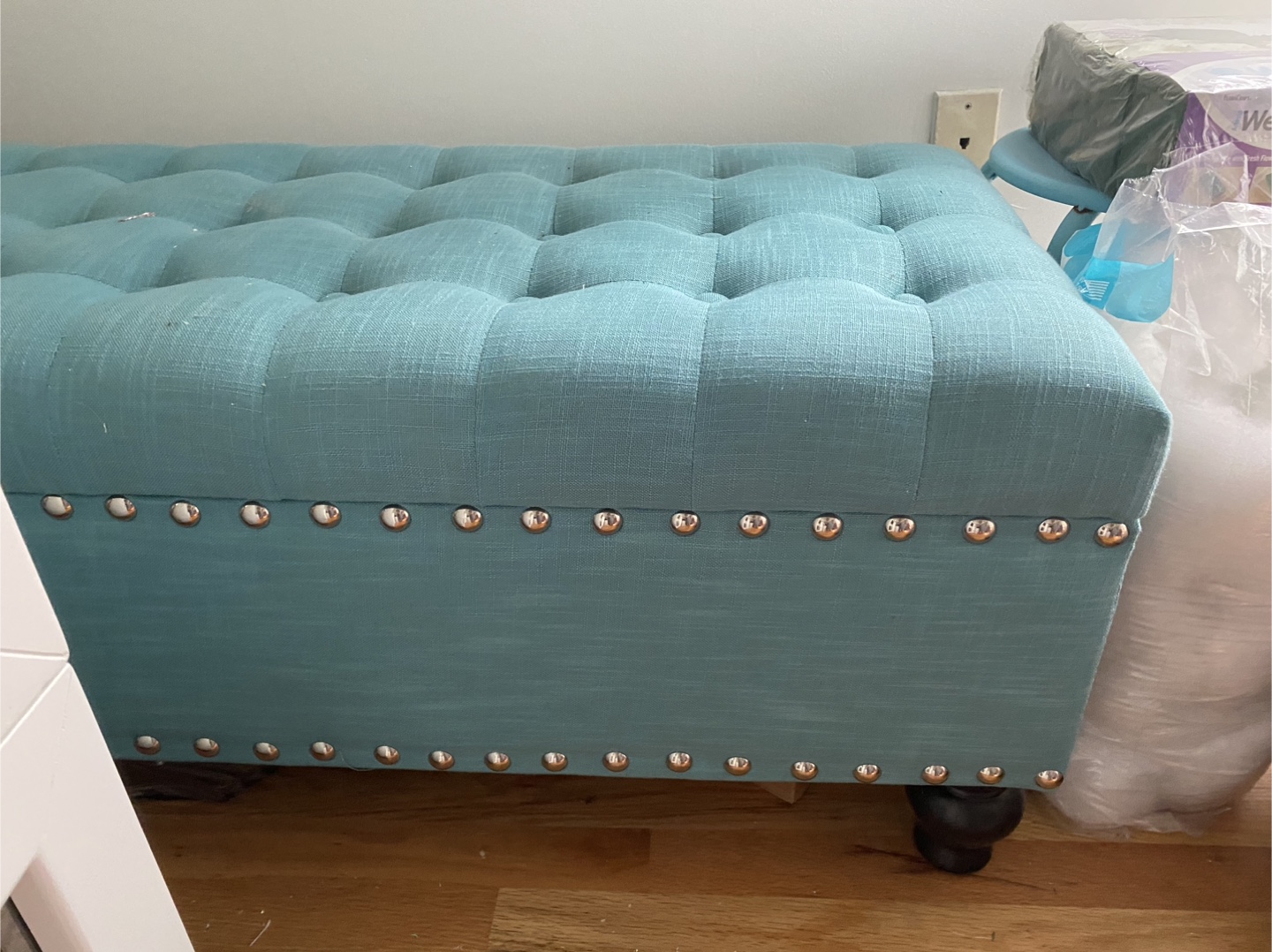 Tufted Ottoman Bench - Light Blue - photo 2