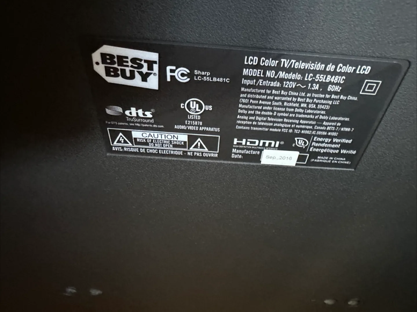 Sharp LC-55LB481C 55" LCD TV image indicator(3)