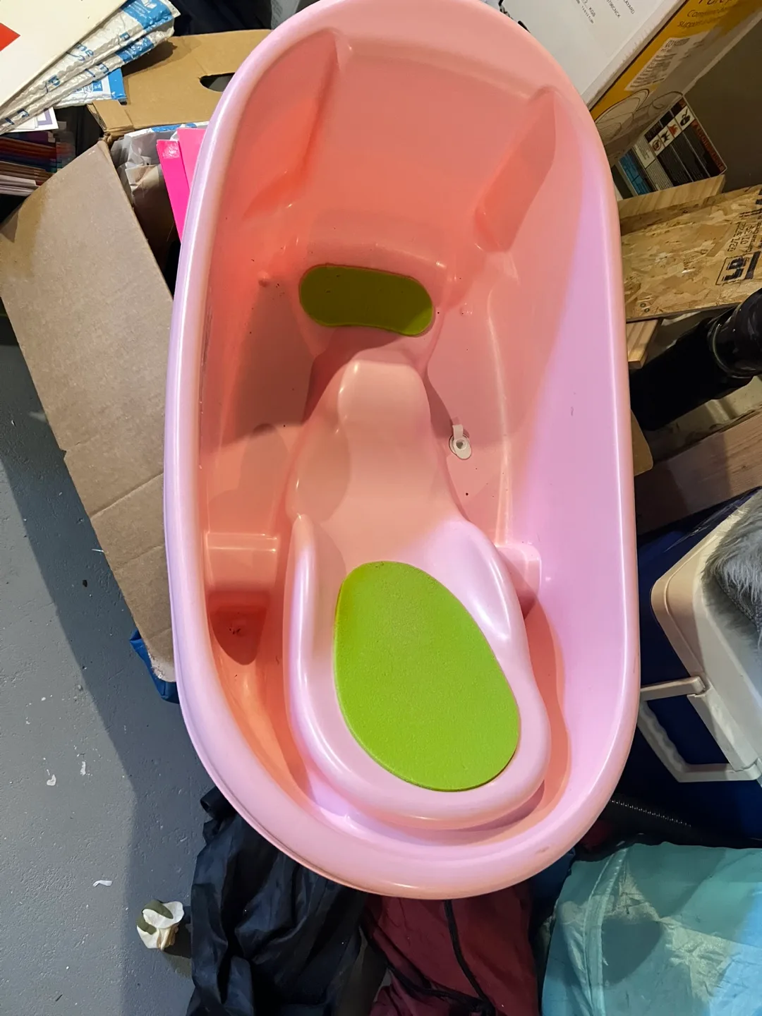 Pink Baby Bathtub with Green Inserts thumbnail