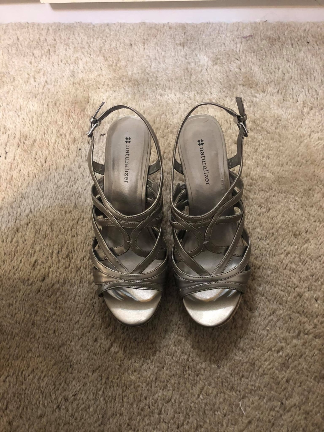 Naturalizer Silver Wedge Heels, Size 8