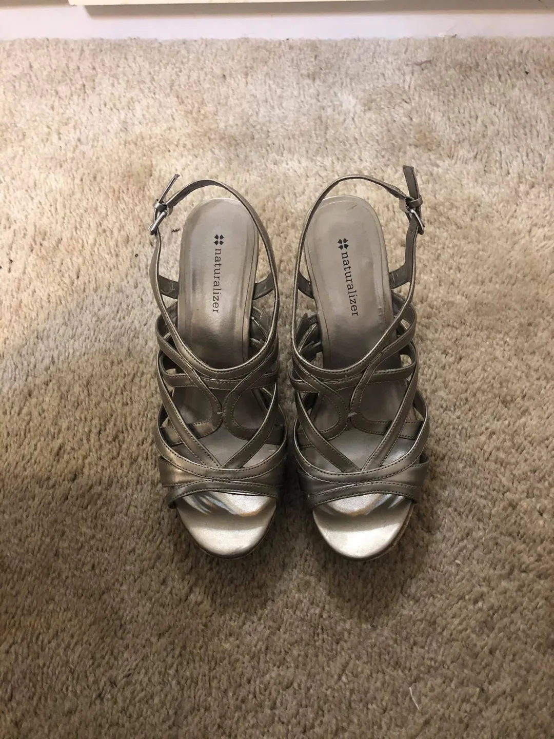 Naturalizer Silver Wedge Heels, Size 8 thumbnail