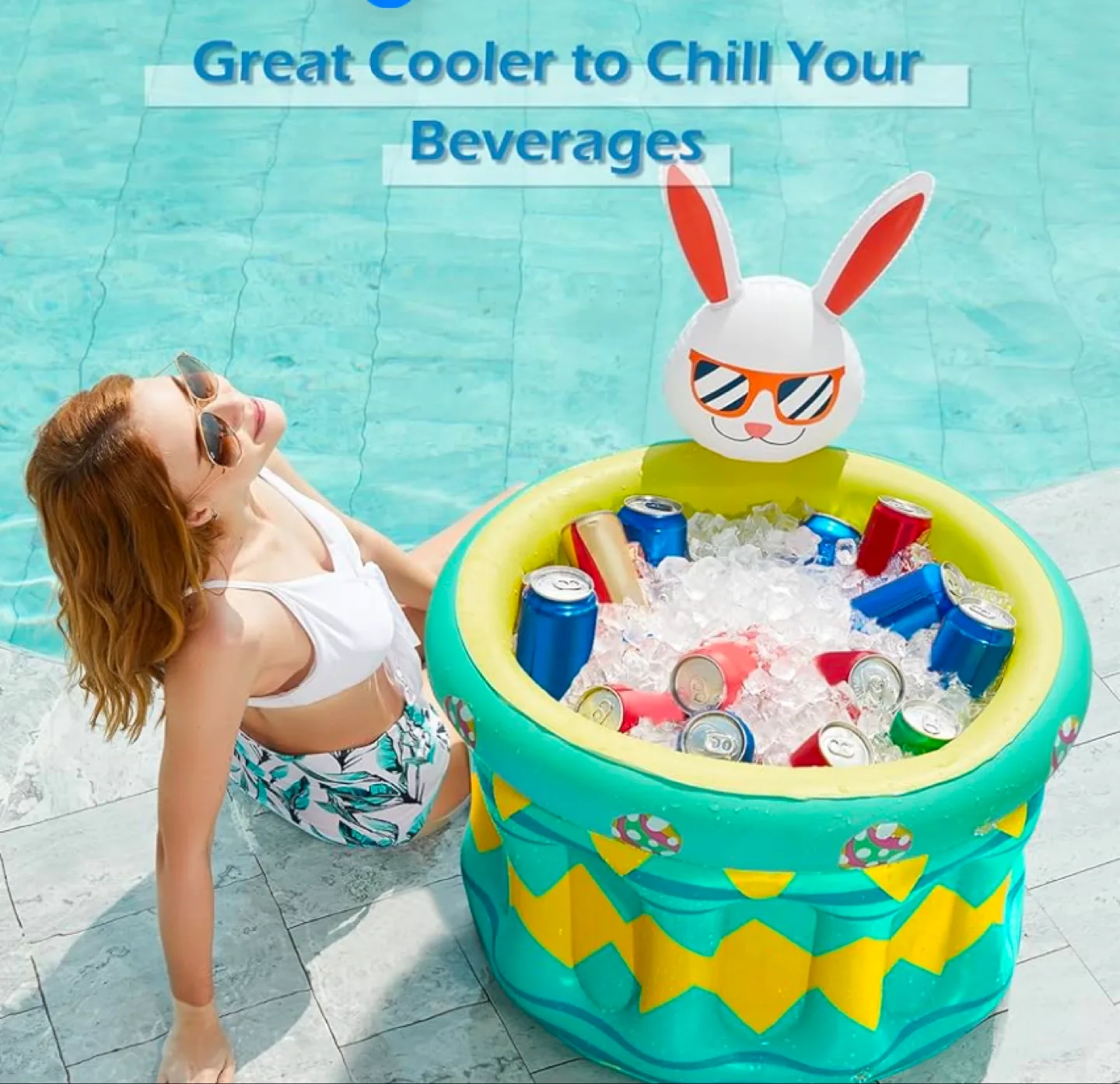 NEW Inflatable Pool Party drink Cooler Ice Bucket Blow Up 50L thumbnail