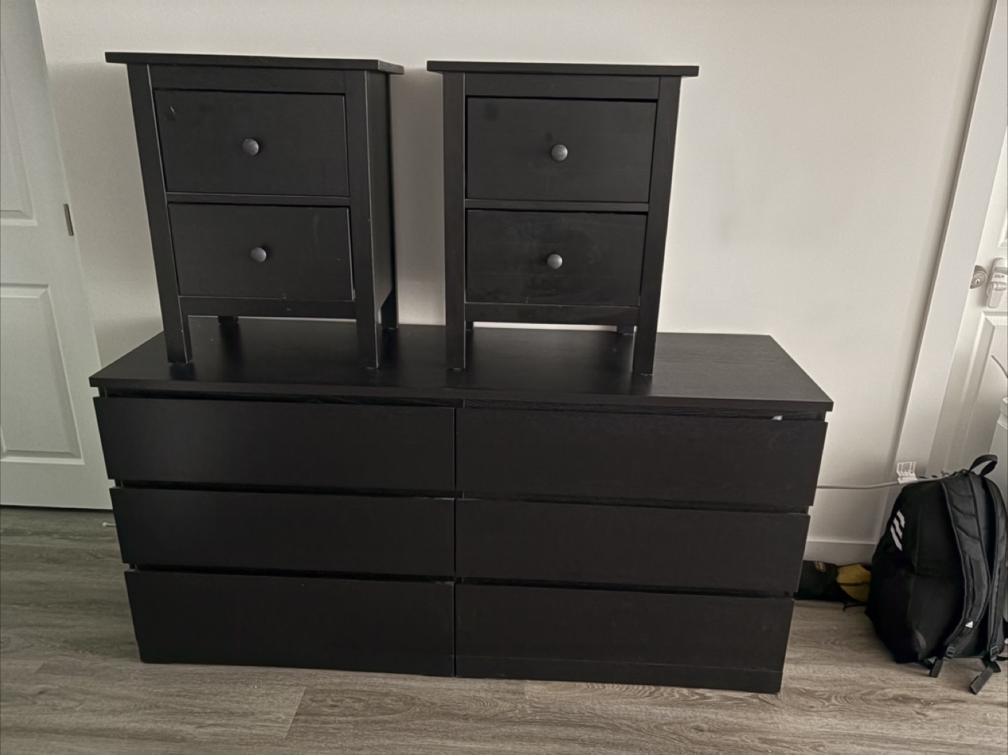 IKEA Black Dresser with 2 Bedside Tables