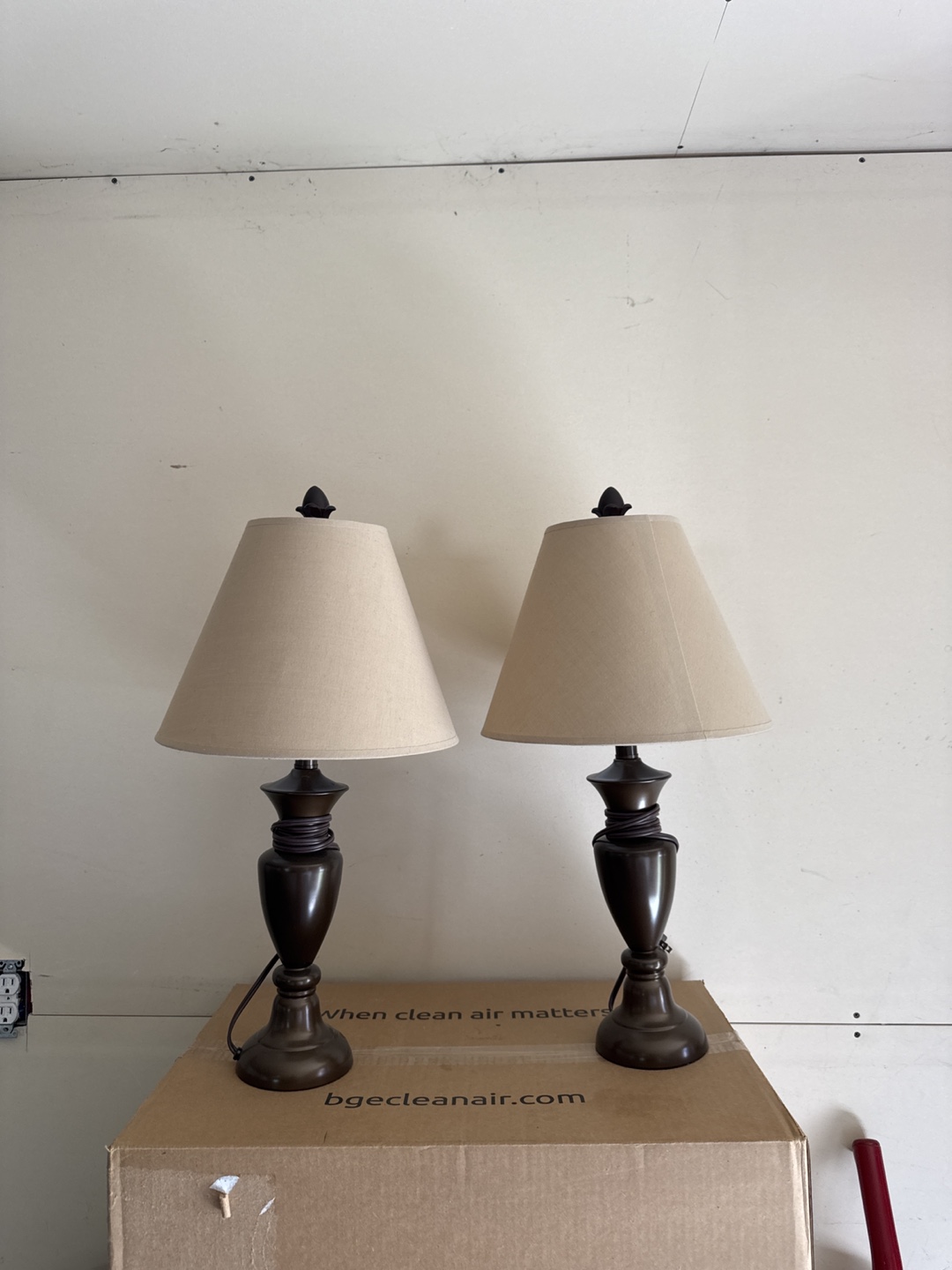 Pair of Table Lamps with Beige Shades