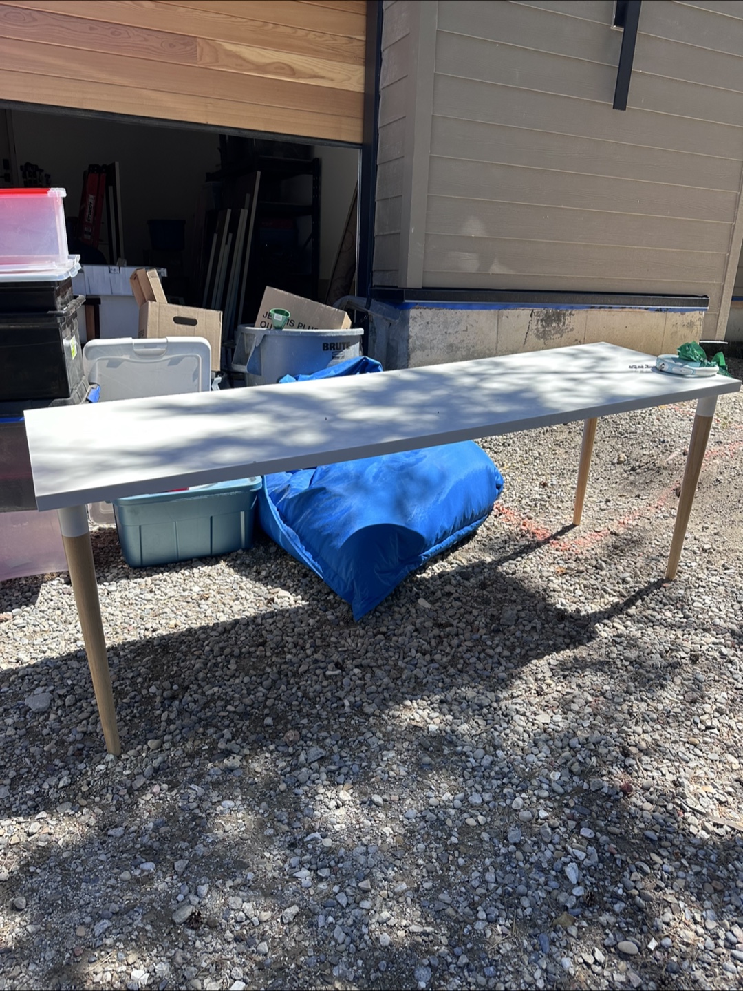 White Table with Wooden Legs