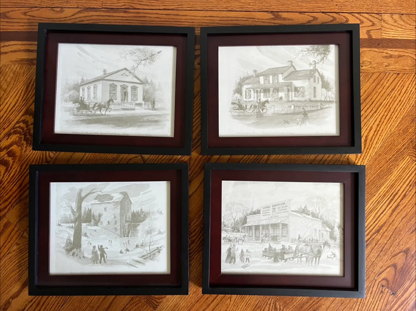 Framed Vintage Style Art Prints - Set of 4 thumbnail