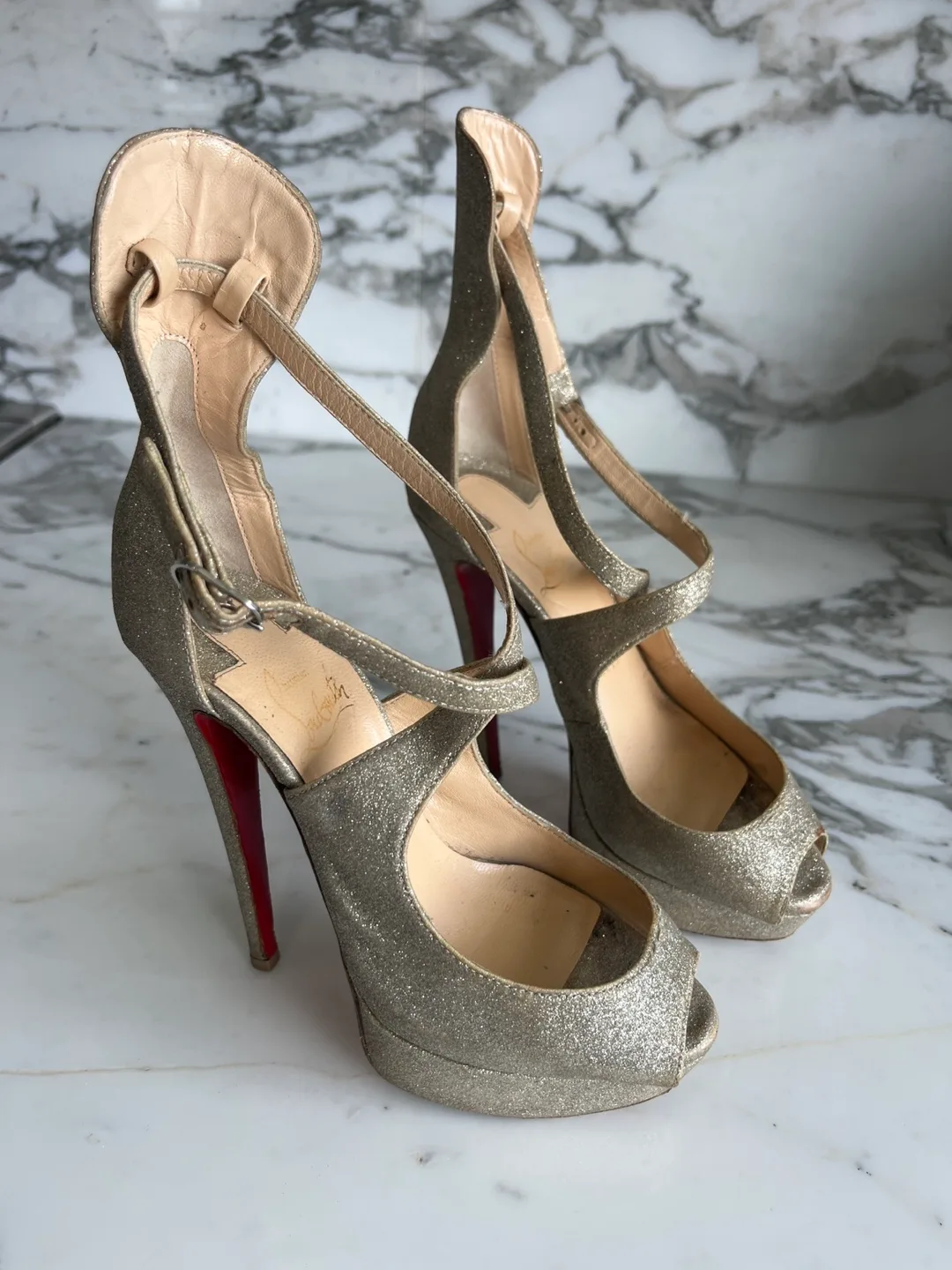 Christian Louboutin Glitter Heels - Size 35 thumbnail