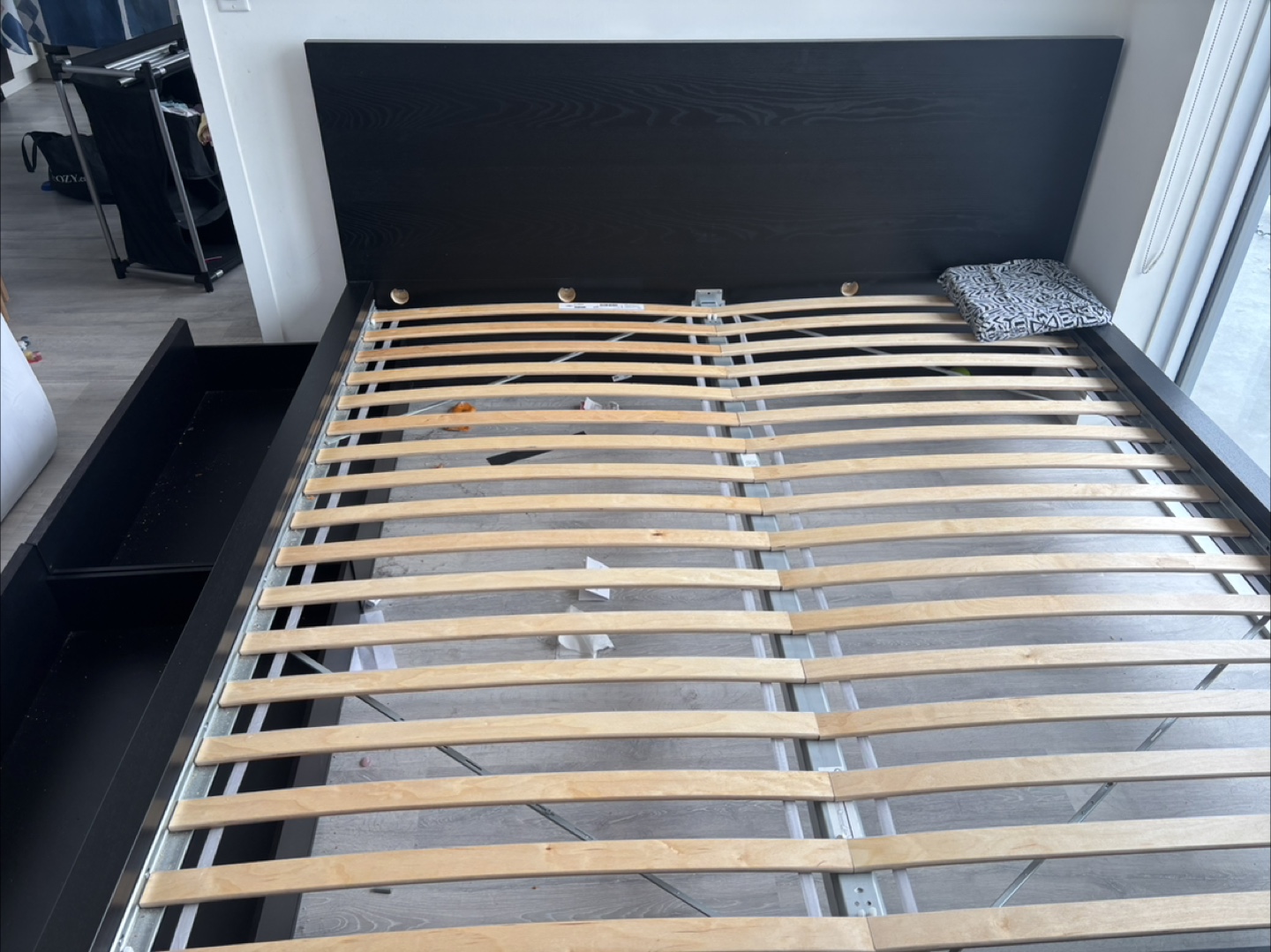 IKEA King Bed Frame with Drawers and mattresses - photo 2