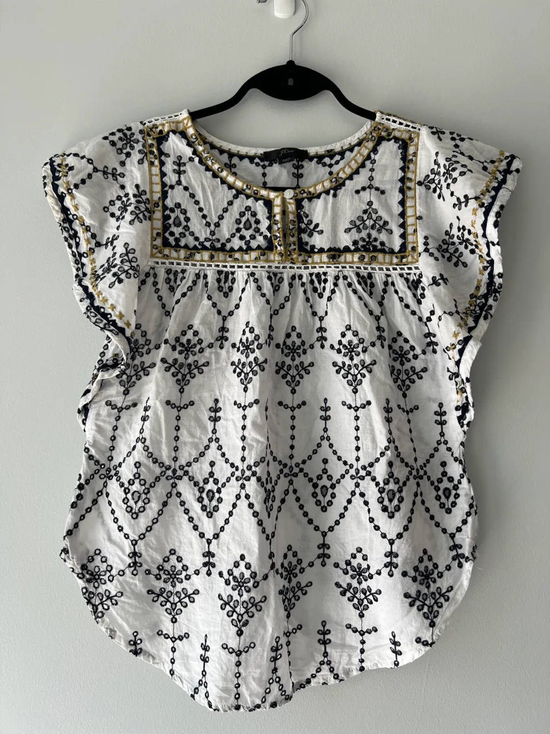 J.Crew Embroidered White Top Size XXS thumbnail
