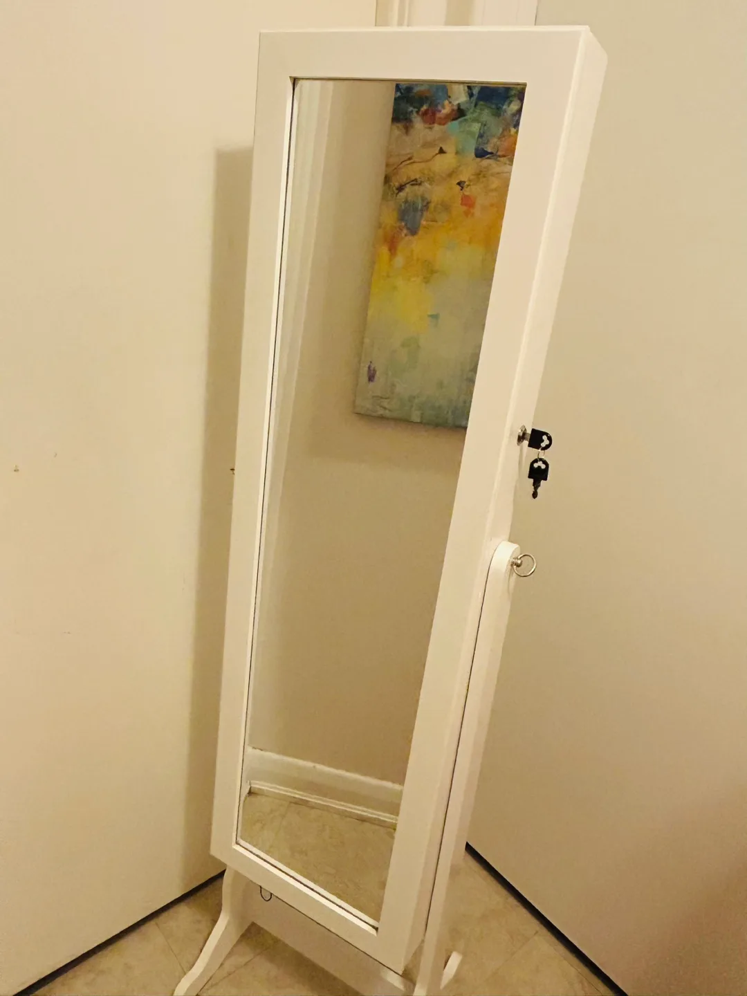 White Cheval Mirror Jewellery Armoire thumbnail