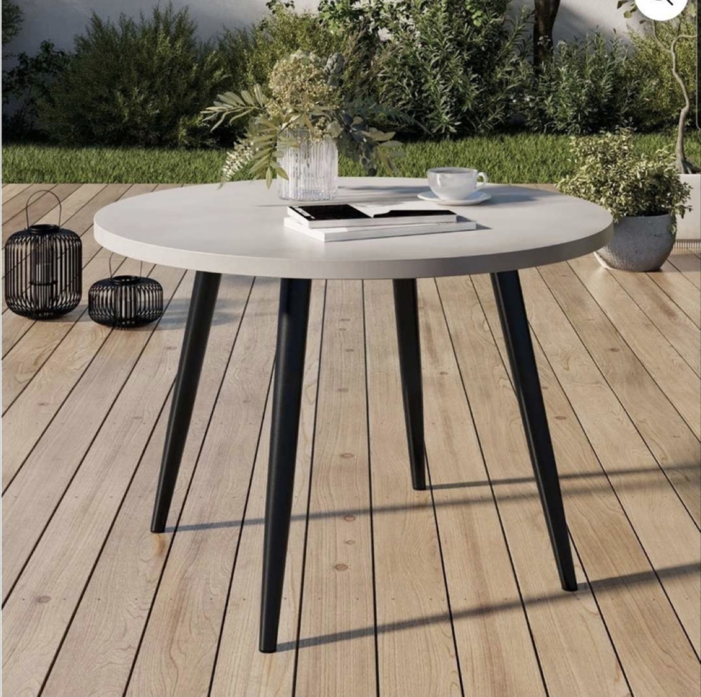 HOMETRENDS Patio Round Dining Table, Hand-painted finish