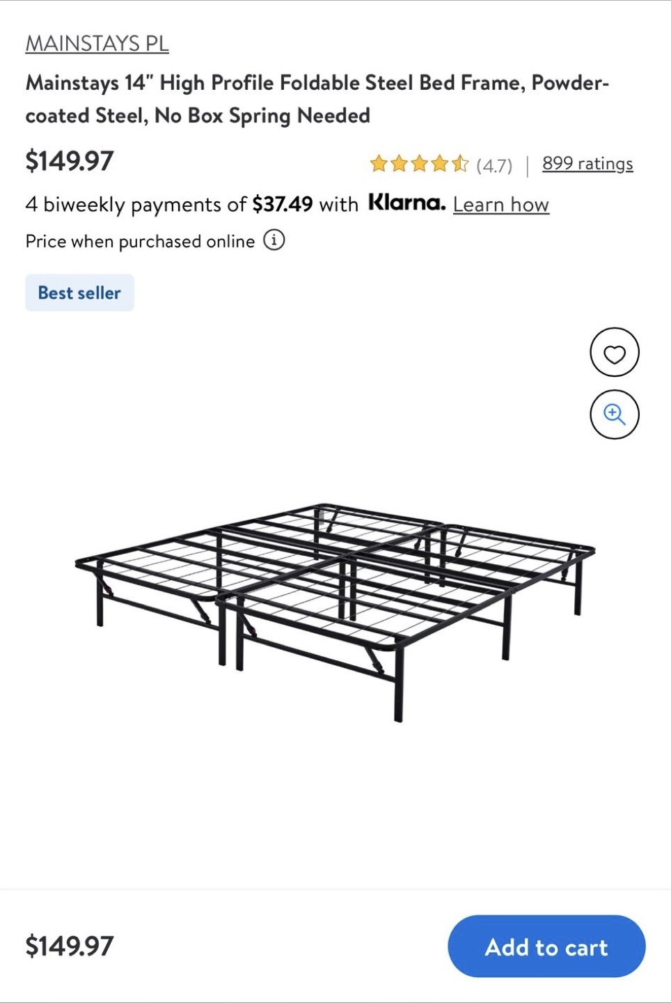 Foldable Steel Bed Frame queen size