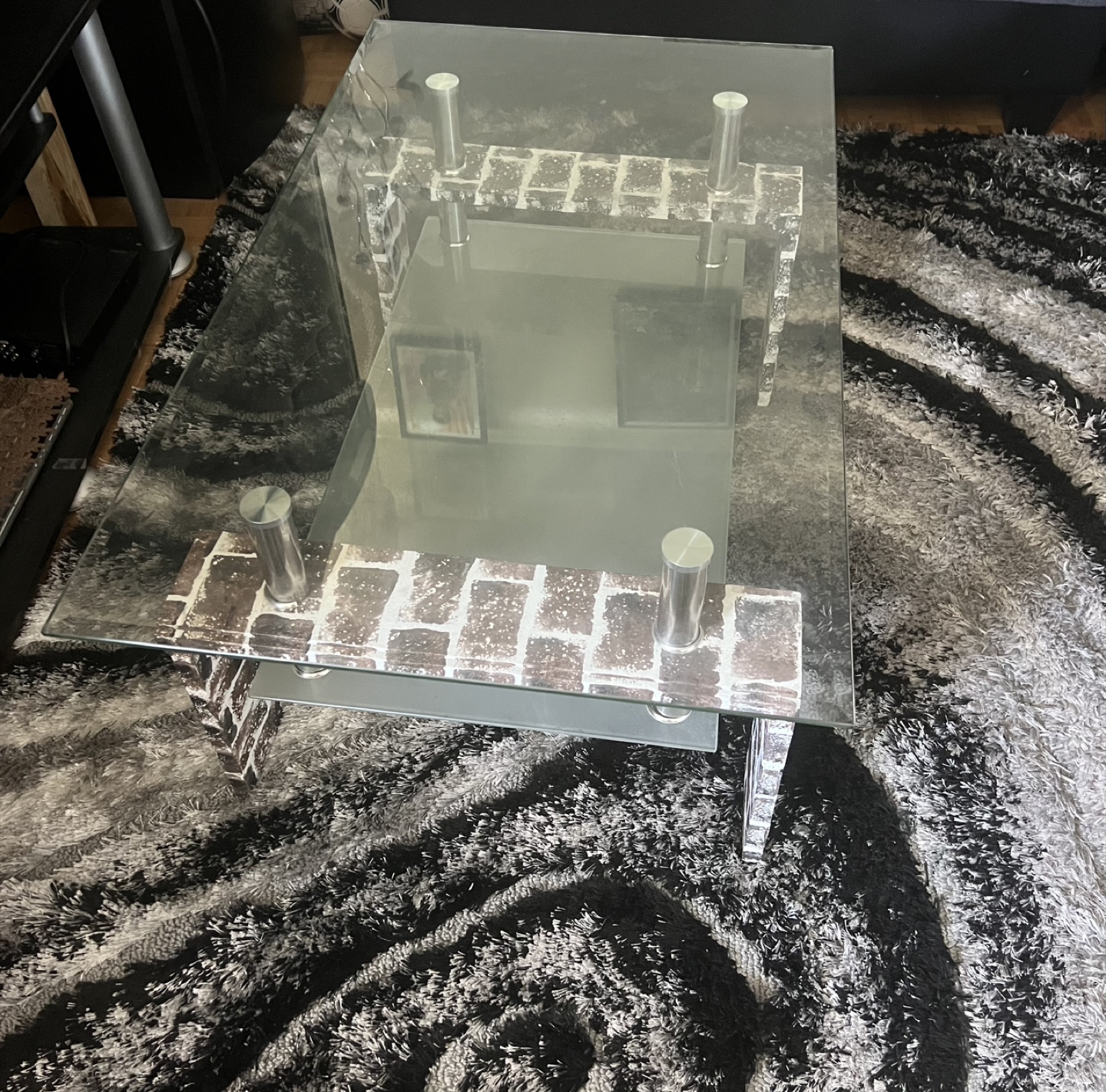 Glass Coffee Table with Brick Design - photo 2
