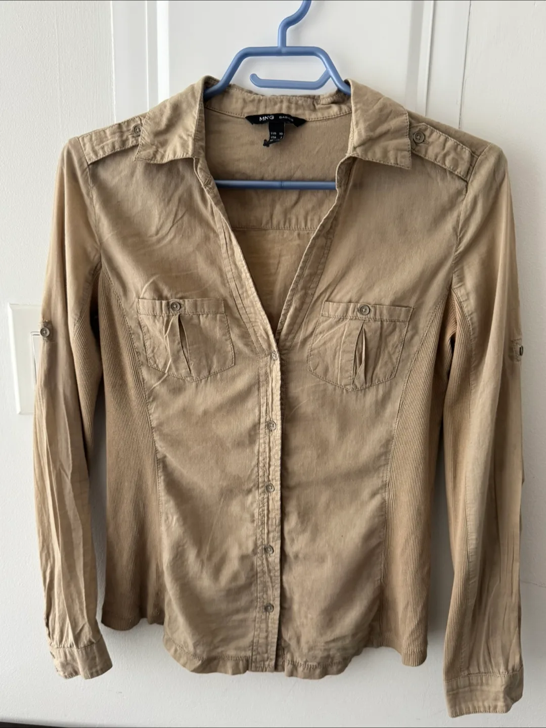 Mango Basics Beige Button-Up Shirt - Size US 4 thumbnail