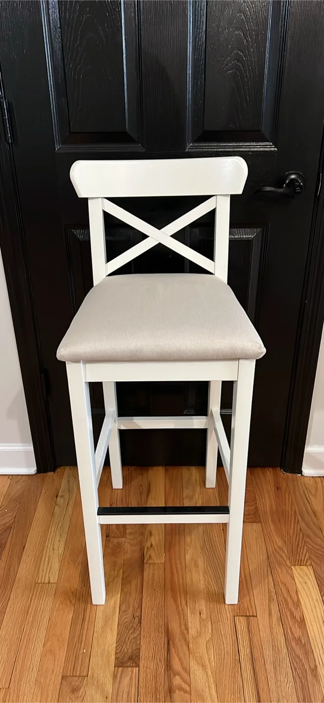 IKEA White Bar Stool - 29 inches thumbnail