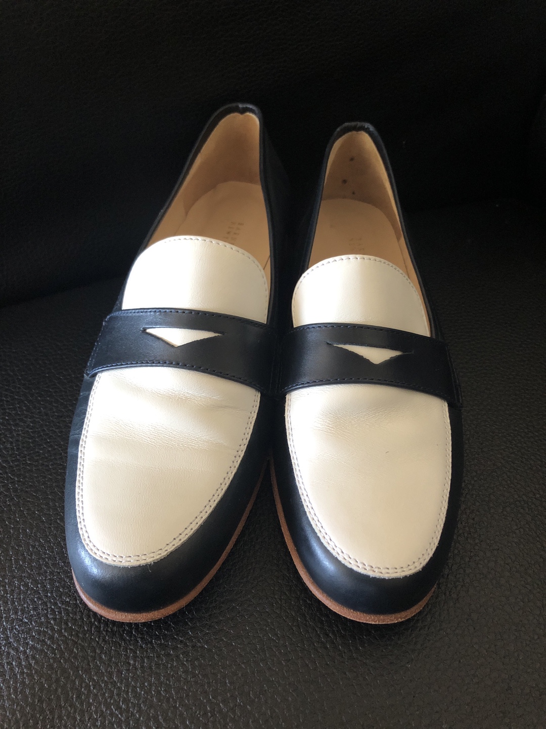 Stuart Weitzman Black & White Leather Loafers - Size 6 - photo 3