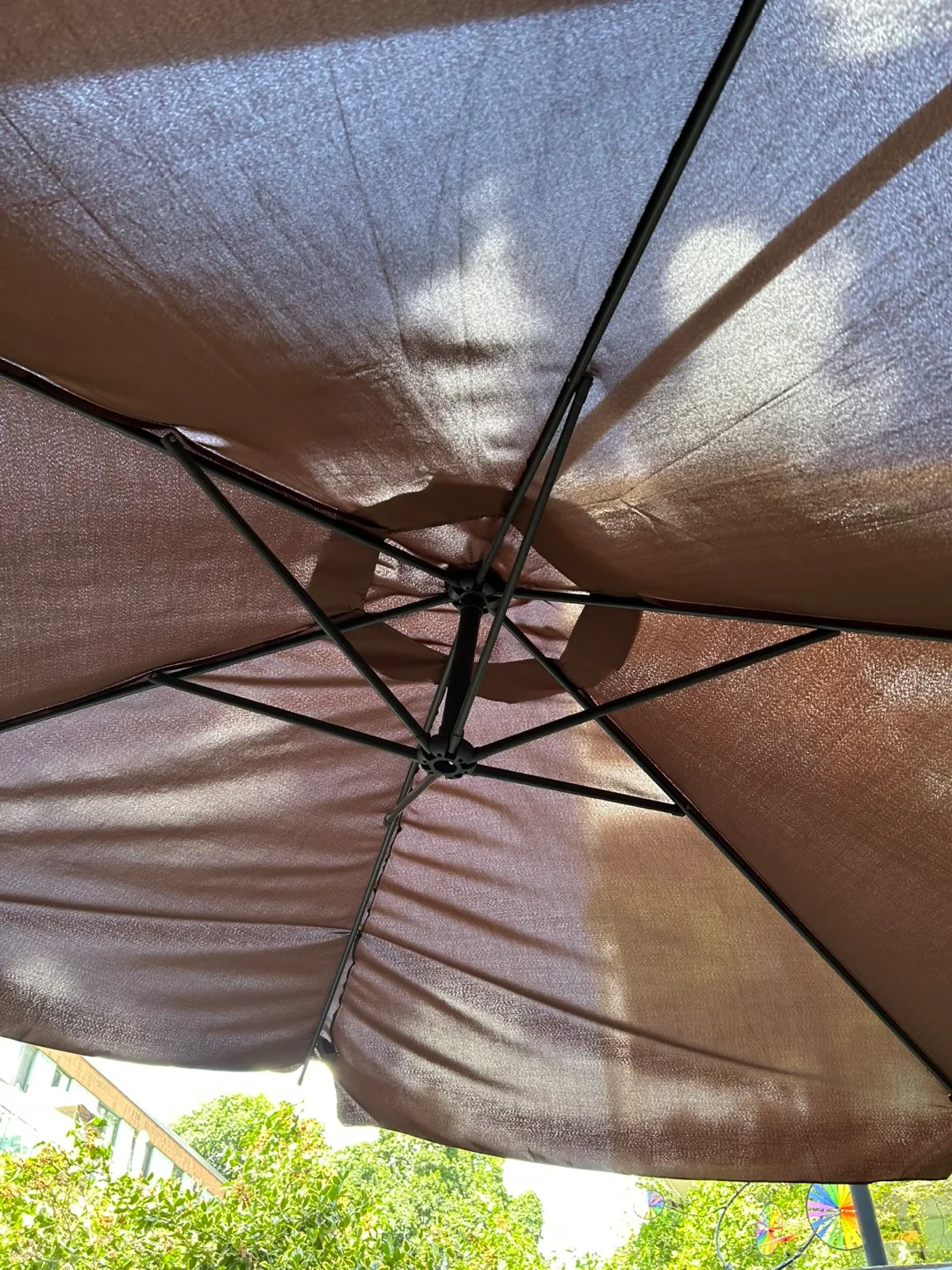Outdoor Cantilever Patio Umbrella - Brown With base. image indicator(4)