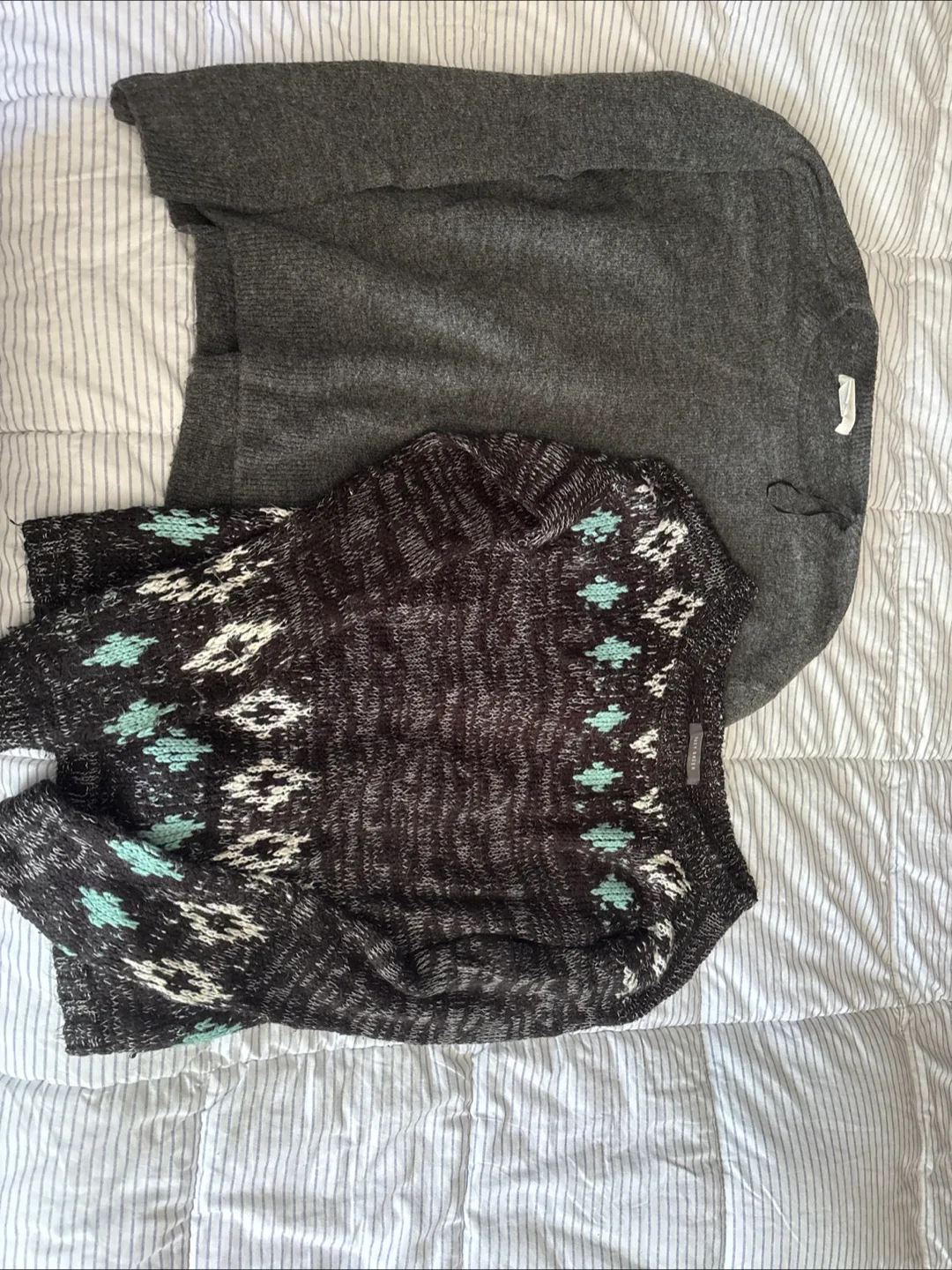 Two Sweaters: Grey & Patterned thumbnail