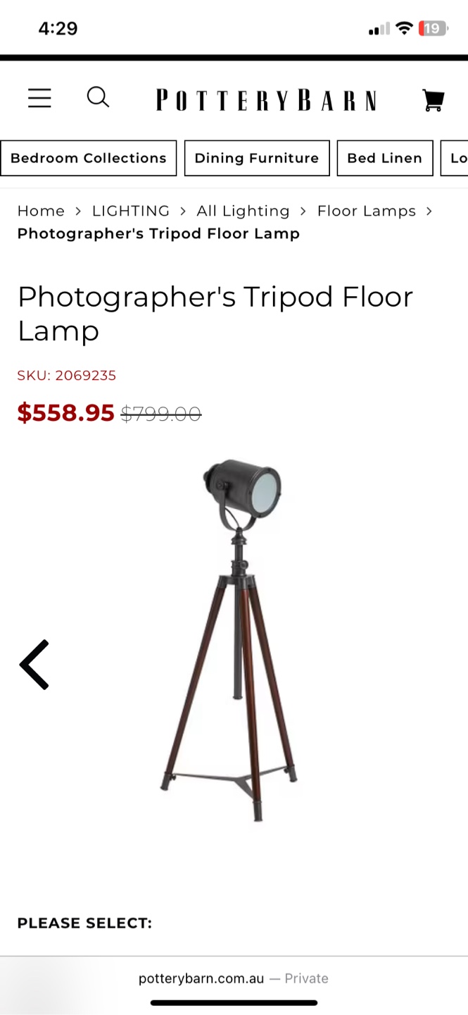 Pottery Barn Photographer's Tripod Floor Lamp - photo 4