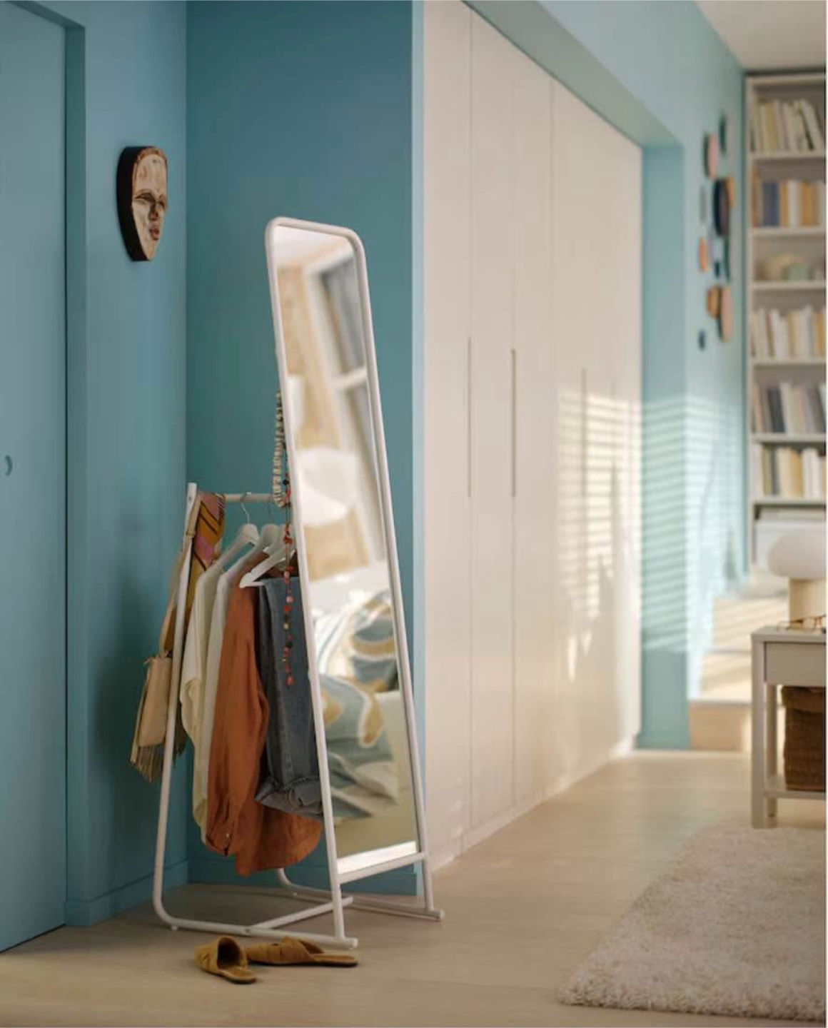 IKEA Standing Mirror with White Frame - photo 3